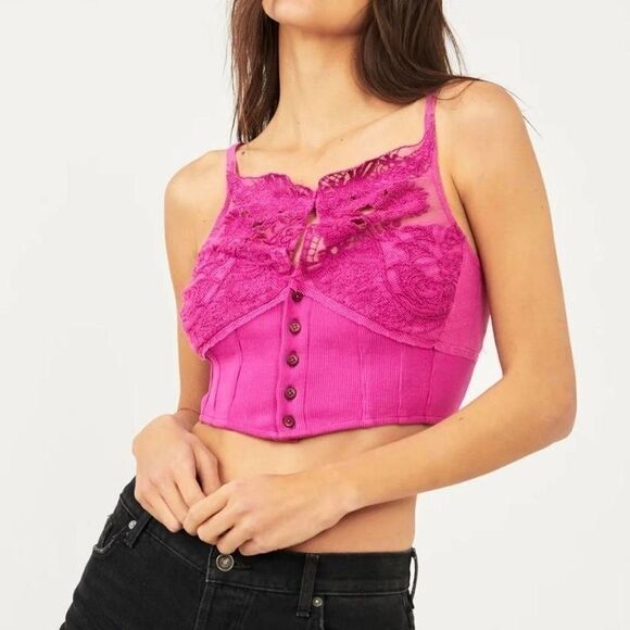 Free People Tops - Free People Have My Heart Raspberry Sherbert Stretch Crop Tank Top Bralette M﻿﻿﻿